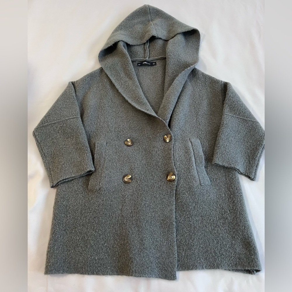 ZARA Women’s Size Medium knit ‎ Button Front cardigan  Coat Gray - Picture 7 of 8